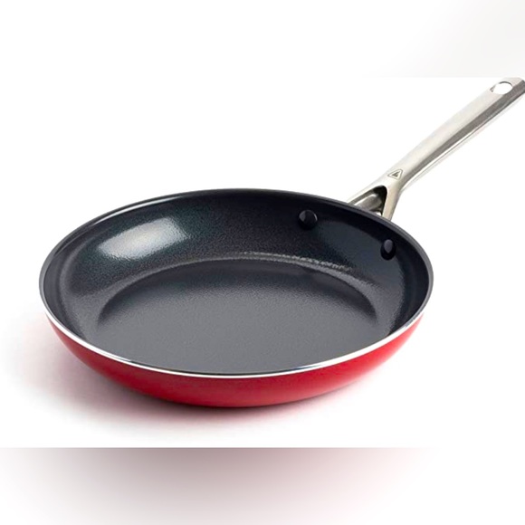 New Red Volcano Textured Ceramic Nonstick, 9.5" Frying Pan Skillet - Picture 1 of 15